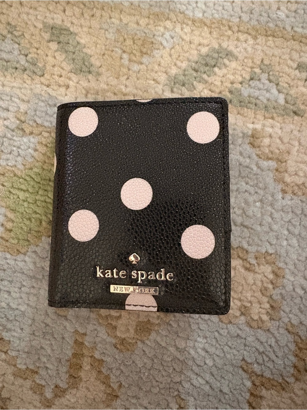 NWOT kate spade Black with Cream Polka Dot Card Wallet